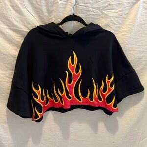 Rehab Lab black cropped flame hoodie